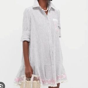 NWT Tuckernuck Stripe Embroidered Floral Shirt Dress